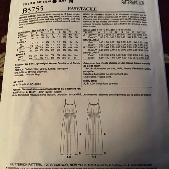 Butterick dress pattern - Picture 2 of 2